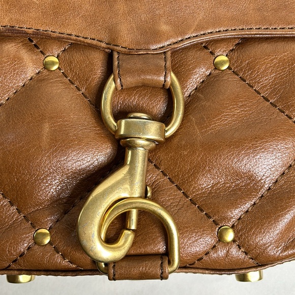 Rebecca Minkoff brown quilted leather crossbody purse bag gold hardware - Picture 2 of 16